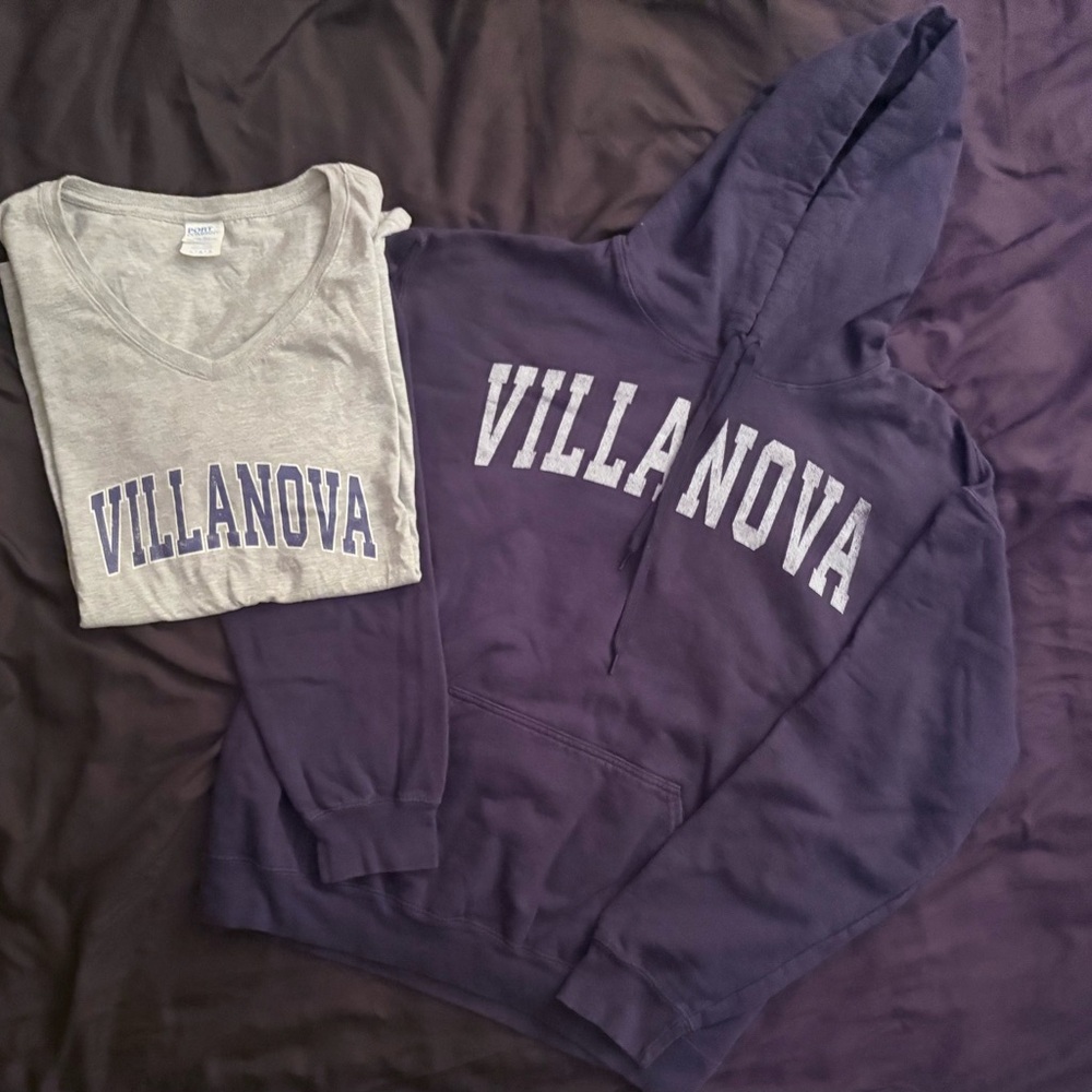 Woman's Villanova University Hoodie and T-Shirt Set